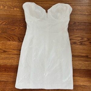 White Strapless Sequin Dress